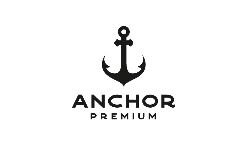 Retro Anchor Silhouette For Boat Ship Navy Nautical Transport Logo Design