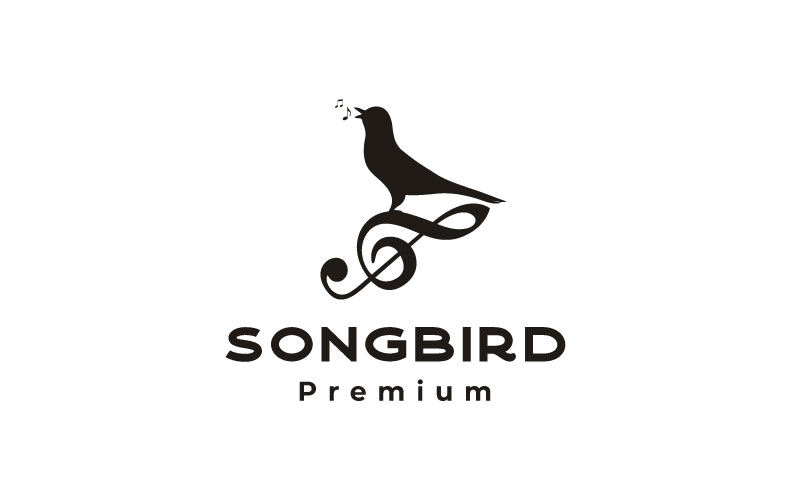Vintage Singing Bird With Music Notes Logo Design