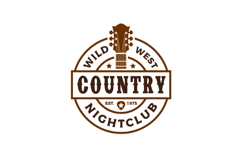 Vintage Retro Classic Country Music Stamp Logo Design Vector