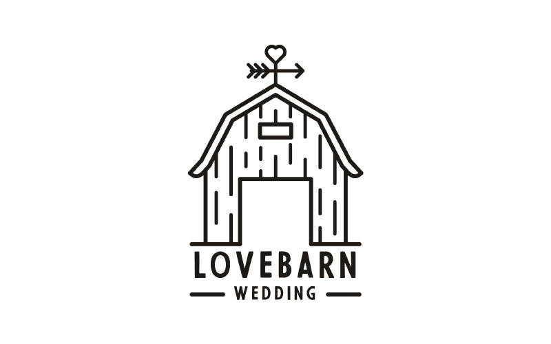 Monoline Barn With Arrows And Heart Love For Wedding Logo