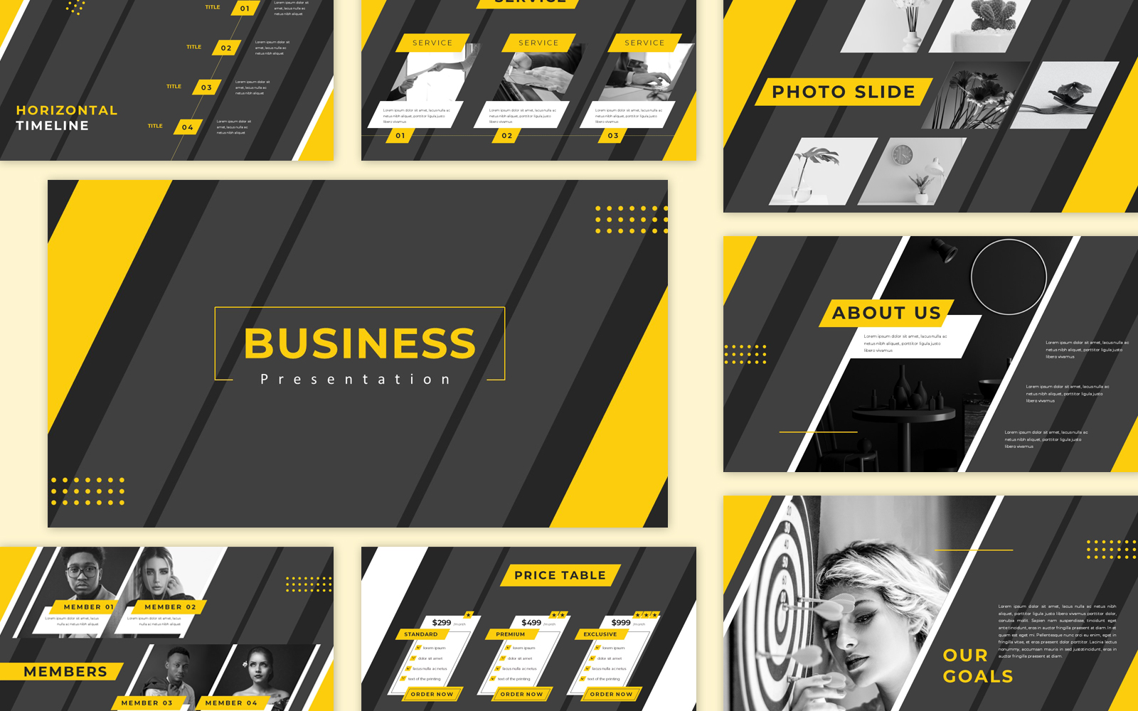 Business Powerpoint Presentation Black and Yellow Color