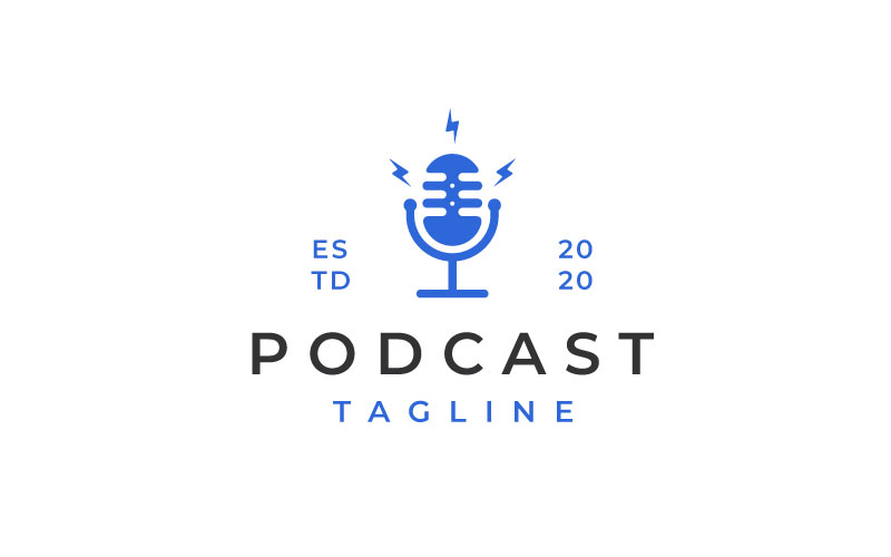 Retro Microphone for Podcast Logo Design Inspiration