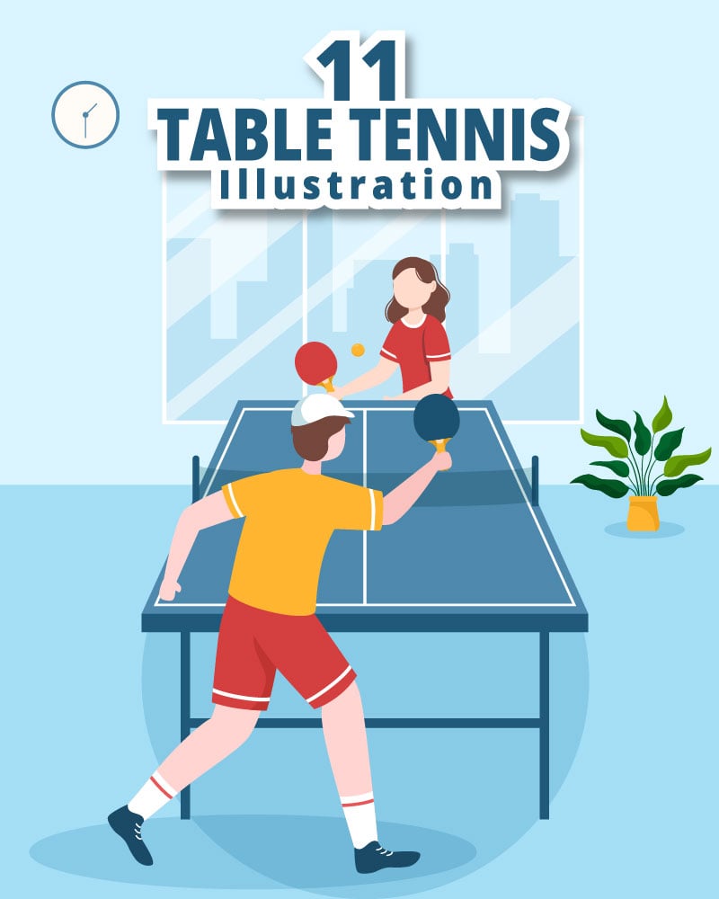 11 Playing Table Tennis Sports Illustration