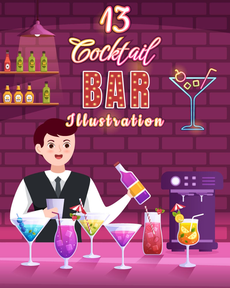 13 Cocktail Bar Illustration