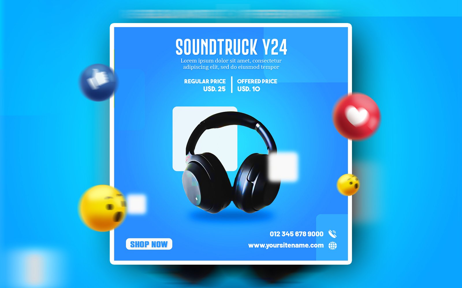 Premium Headphone Social Media Promotional Ads Banner