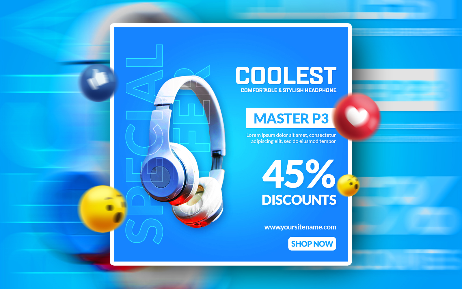 Coolest Headphone Social Media Promotional Ads Banner