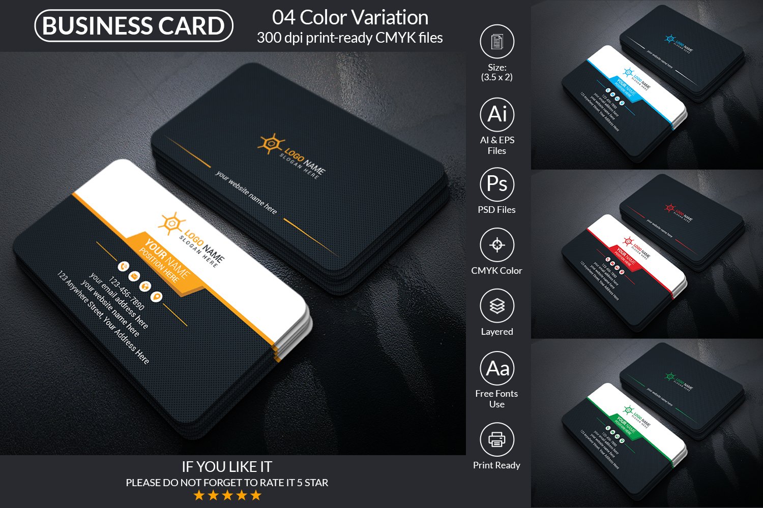 Minimal Business Card Design Template For Company