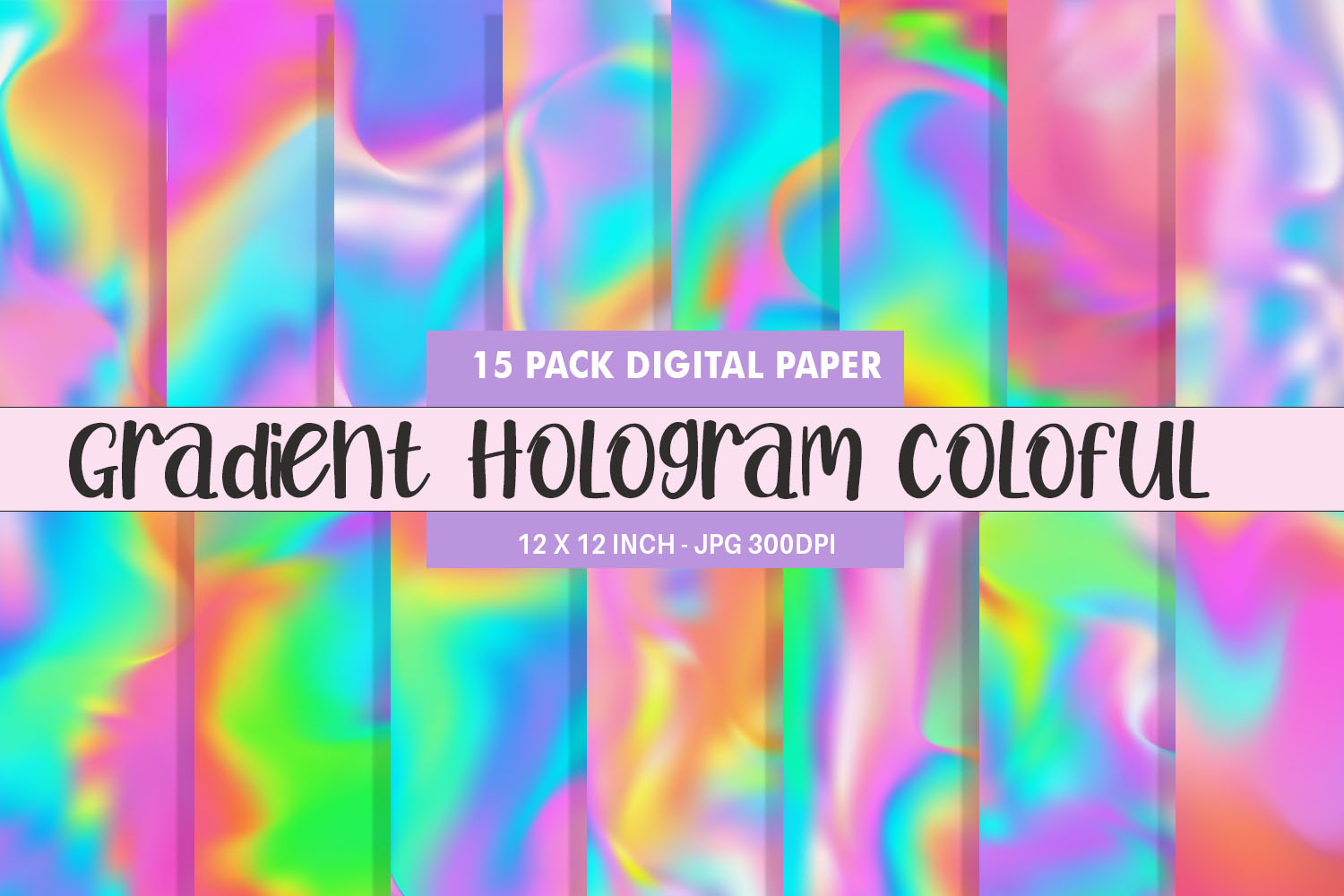 Digital Paper Hologram Wave Texture Background