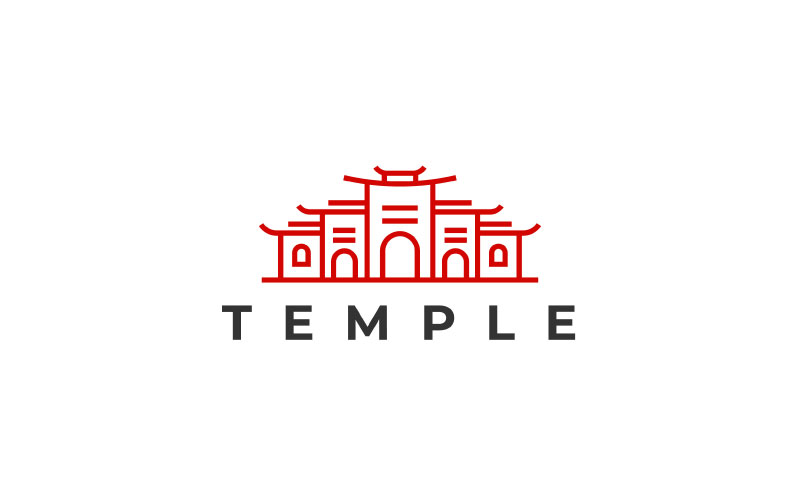 Line art Monoline Temple Logo Design Illustration Template