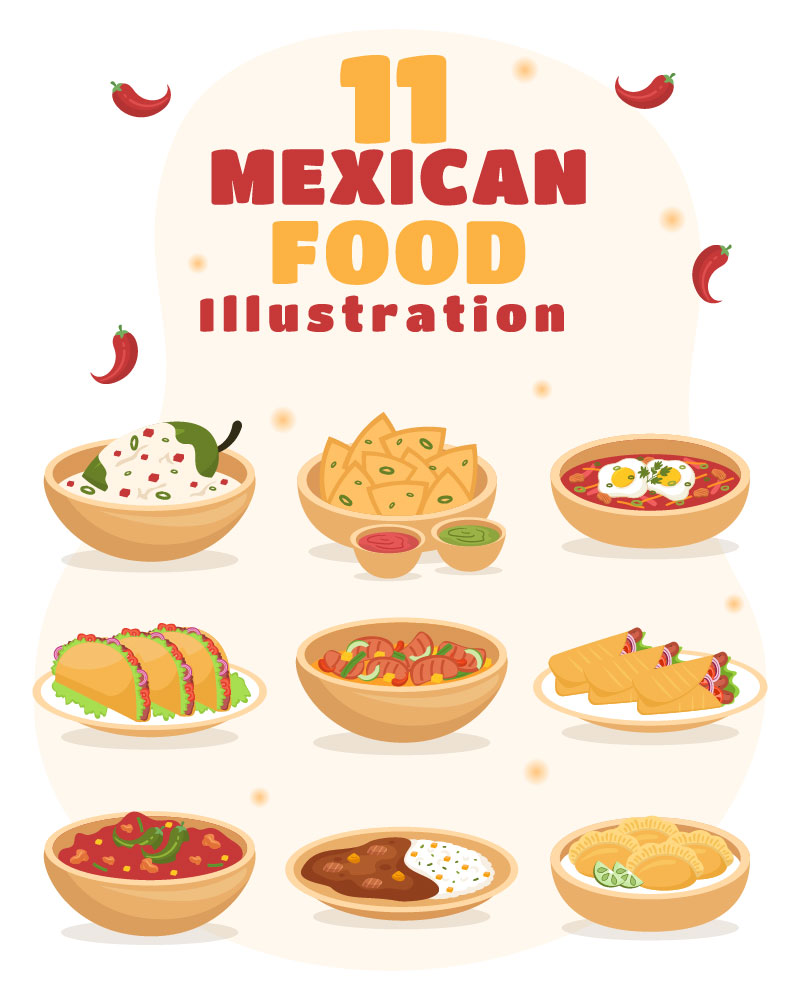 11 Mexican Food Restaurant Illustration