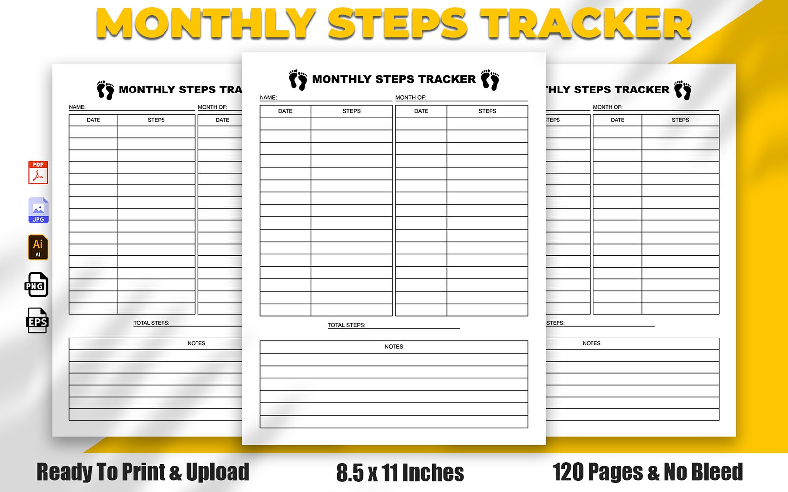 Monthly Steps Tracker KDP Interior Design