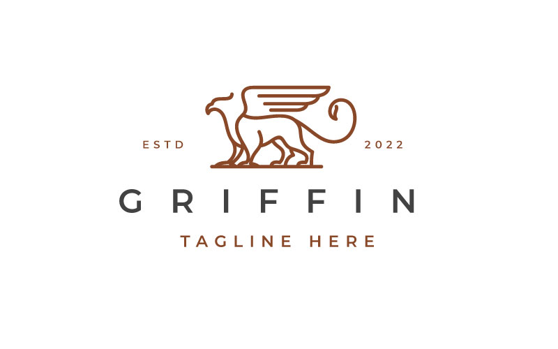 Line Art Griffin Logo Design Template