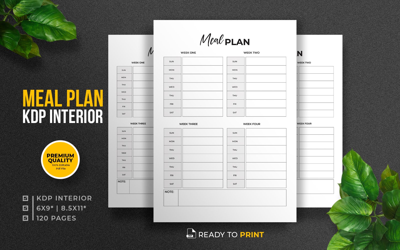 Meal Plan KDP Interior Template