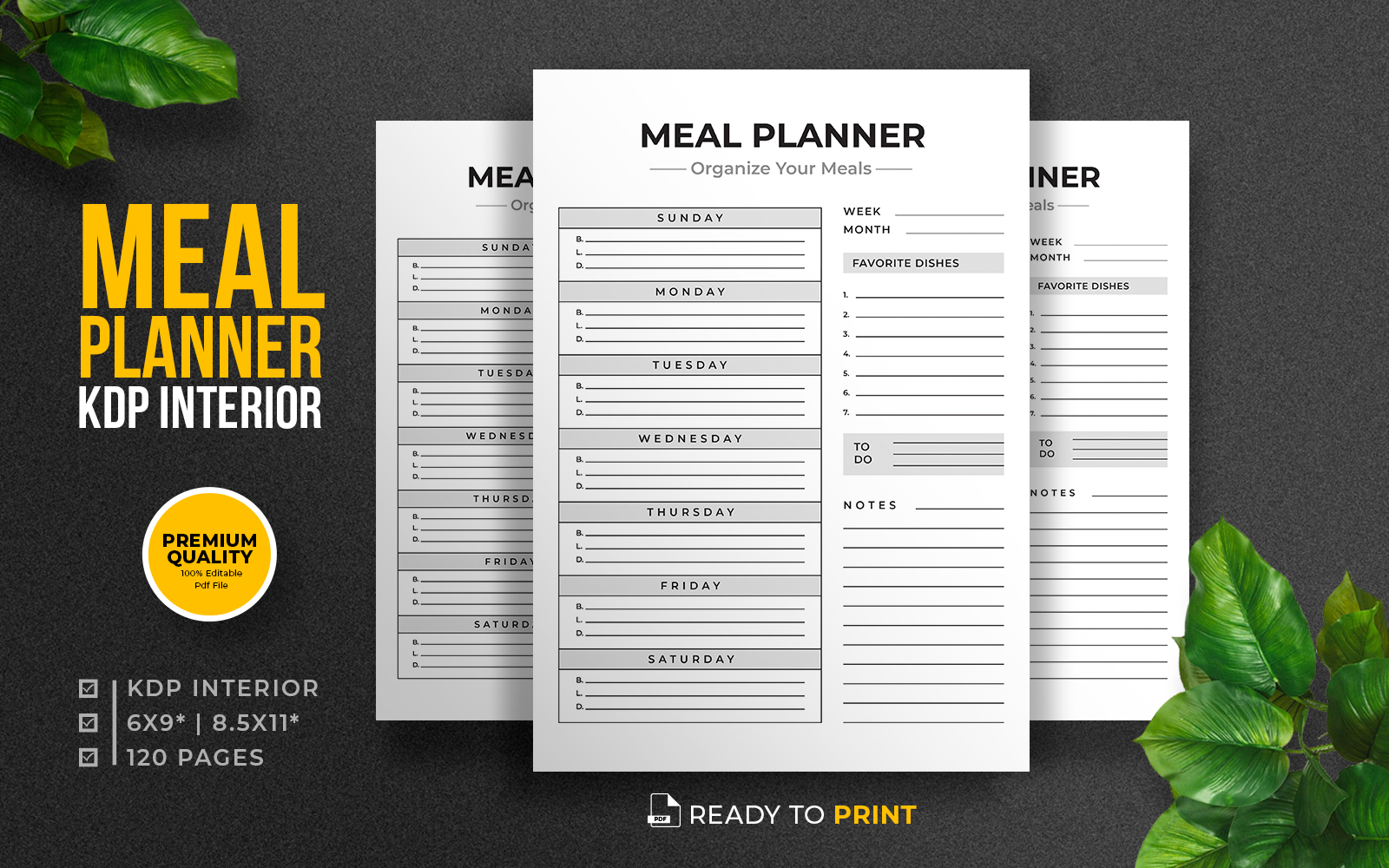 Meal Planner KDP Interior