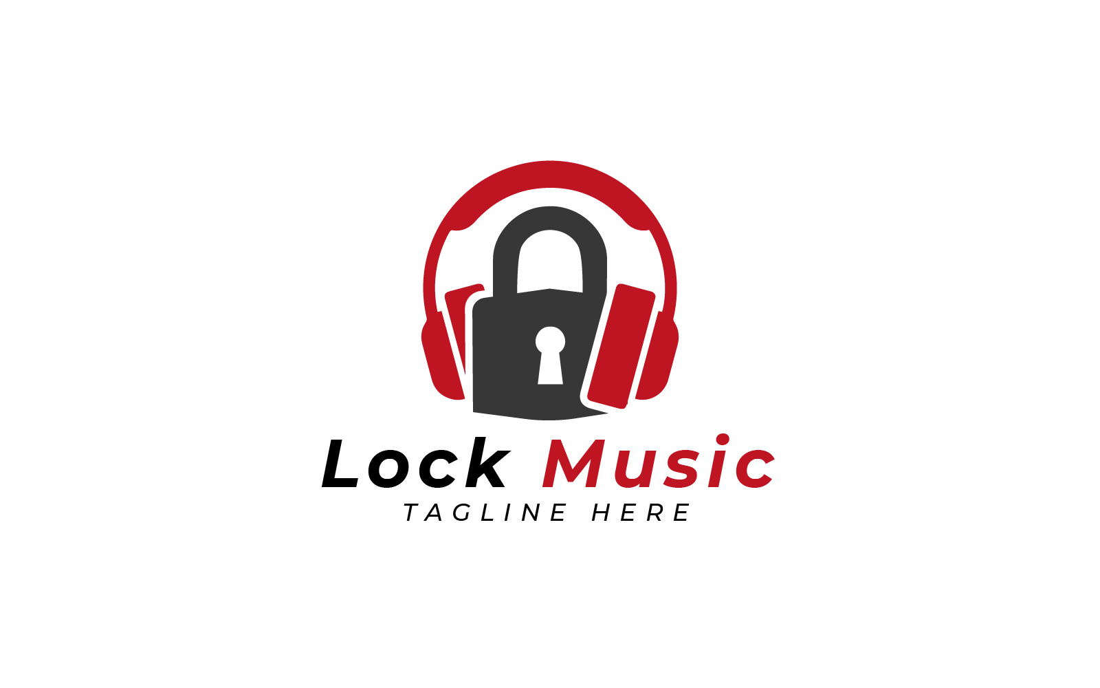 lock music logo design template