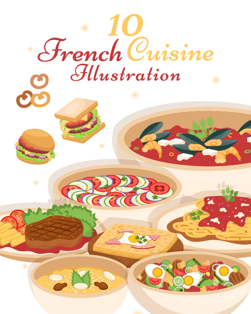 10 French Food Cuisine Restaurant Illustration