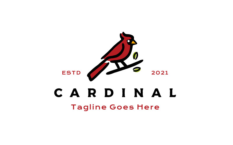 Vintage Cardinal Bird Logo Design Template
