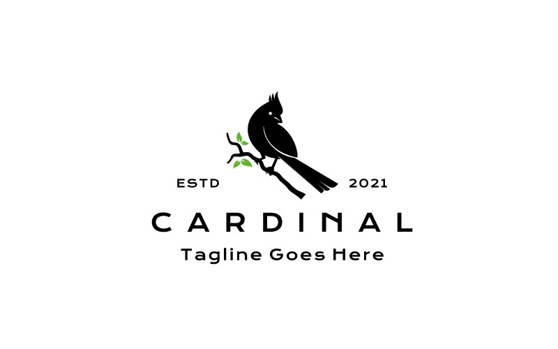Cardinal Bird Silhouette Logo Design Vector Illustration