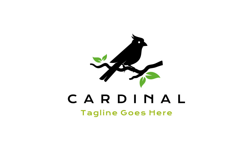 Cardinal Bird Silhouette Logo Design Template