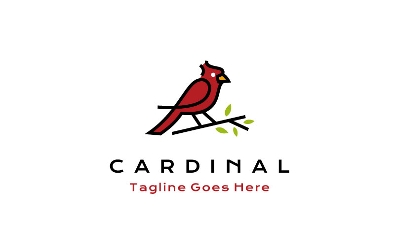 Cardinal Bird Logo Design Template