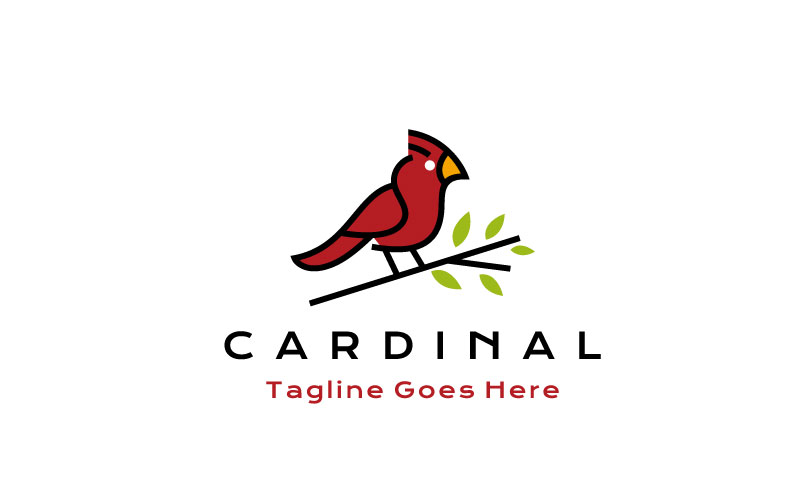 Cardinal Bird Logo Design Vector Illustration Template