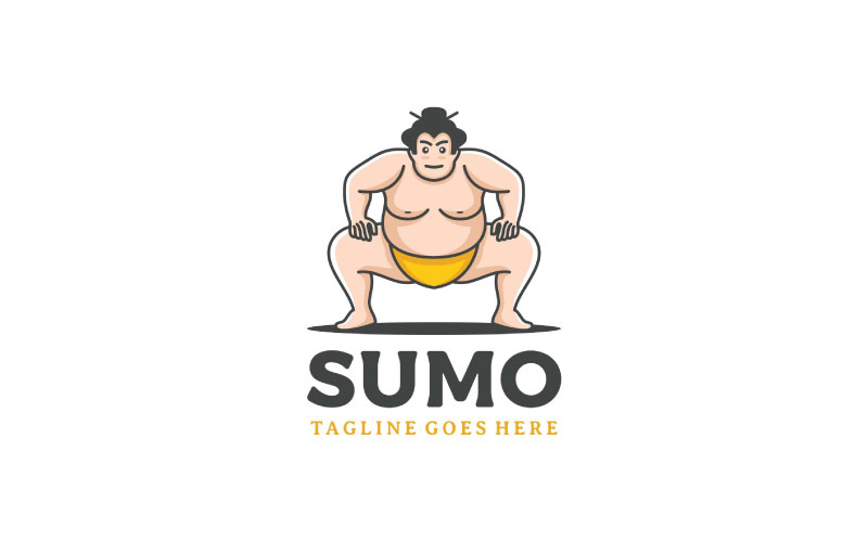 Sumo Wrestler Illustration. Japanese Traditional Sport Logo Design