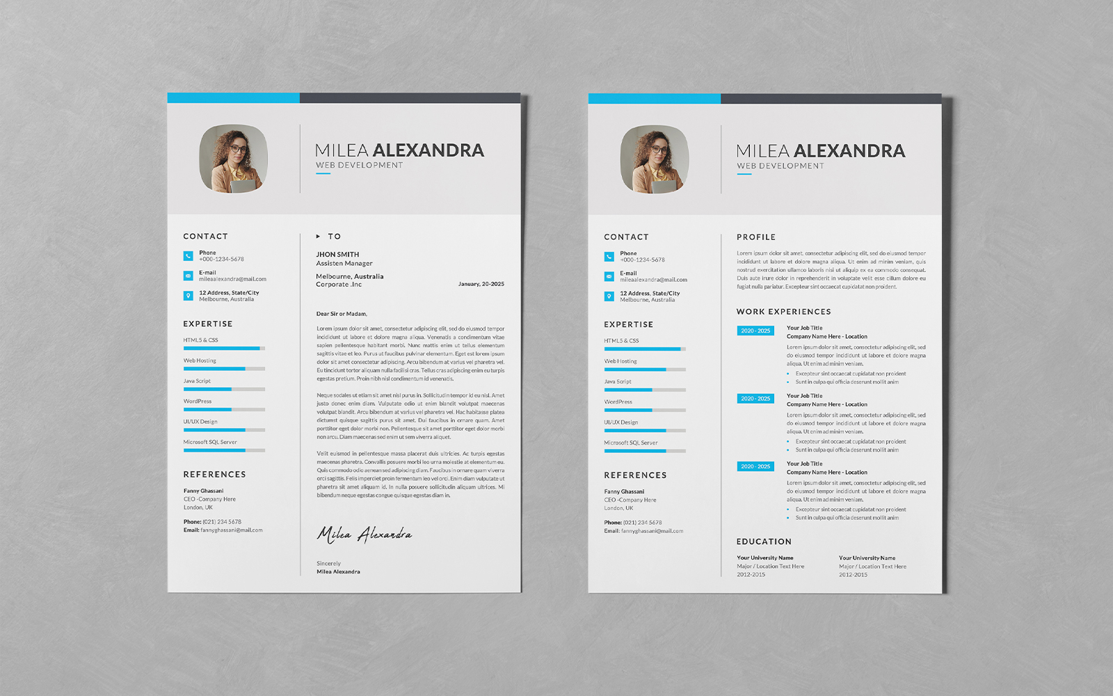 Printable Creative Resume/CV Design PSD Templates