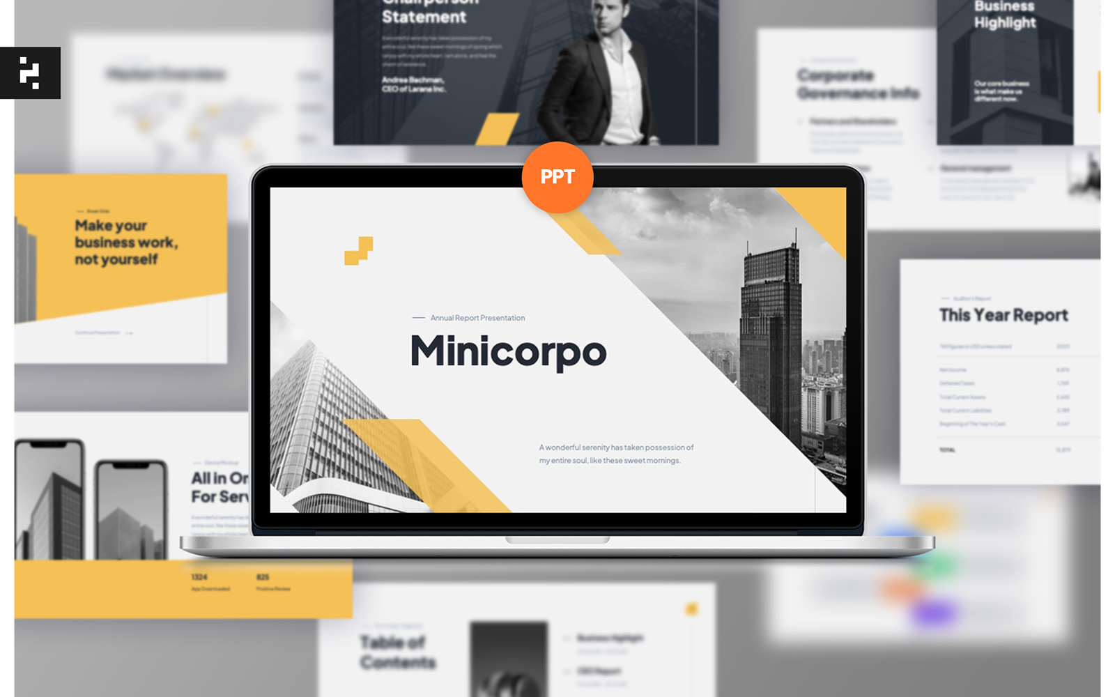 Minicorpo - Yellow Corporate Annual Report PPT