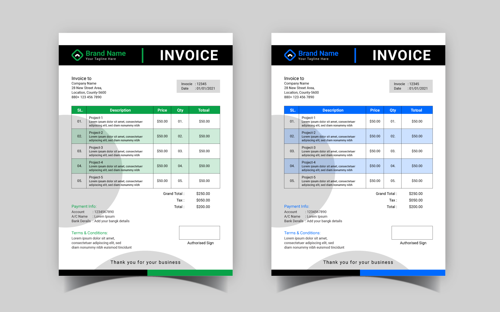 Professional Invoice Template Design 2023