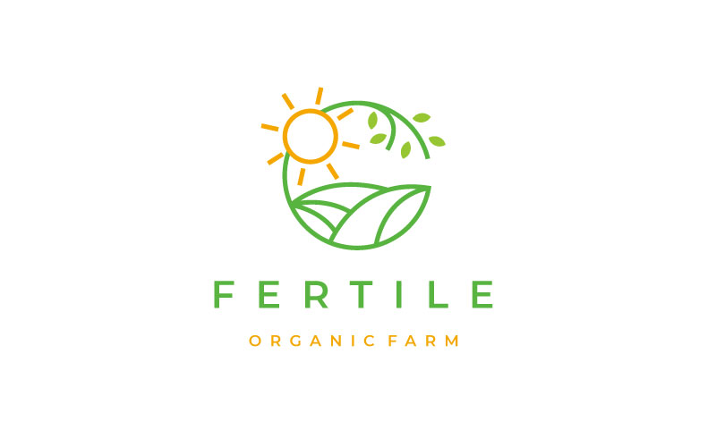 Line Art Green Nature Farm Agriculture Logo Design Vector Template