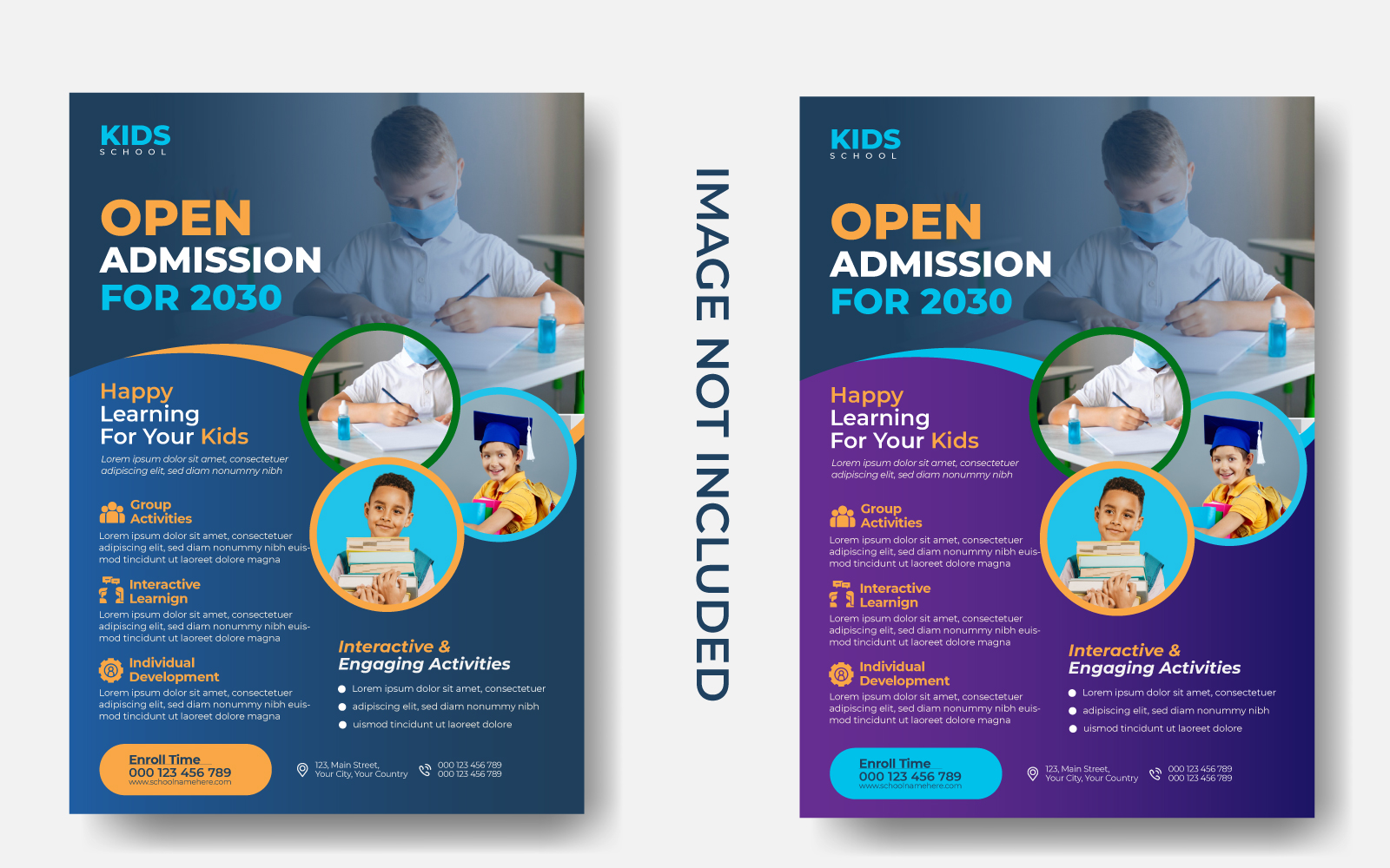 School Admission Flyer Template. Back To School A4 Paper Size Design