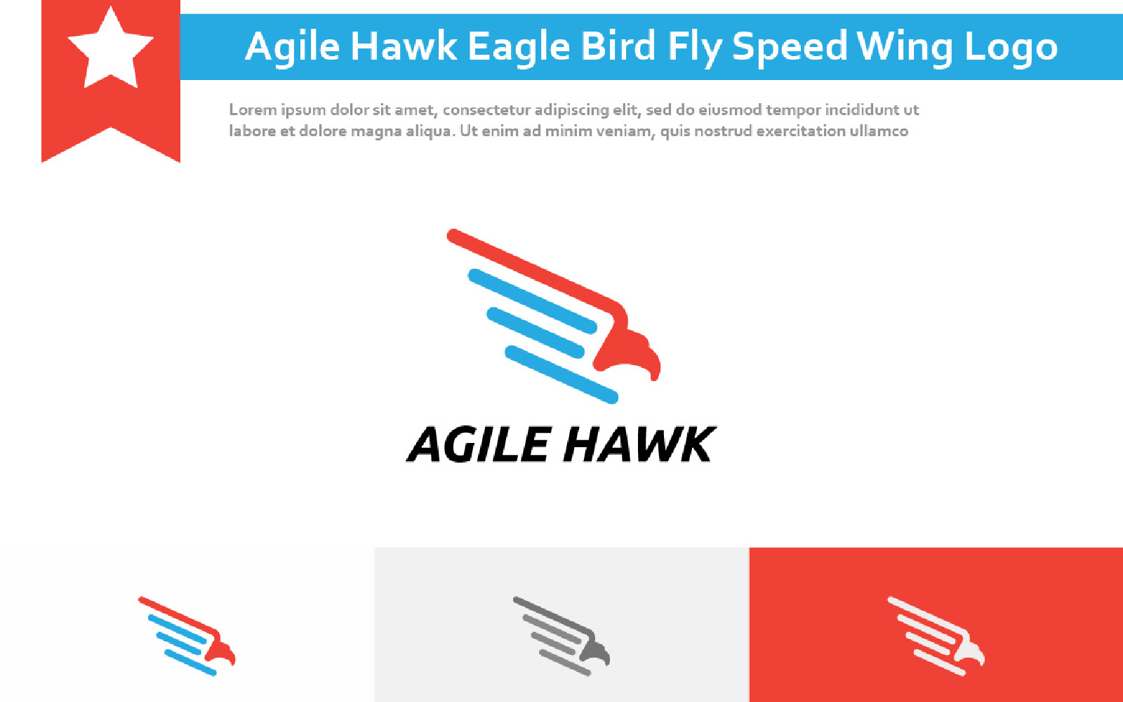 Agile Hawk Eagle Bird Fly Speed Wing Simple Logo