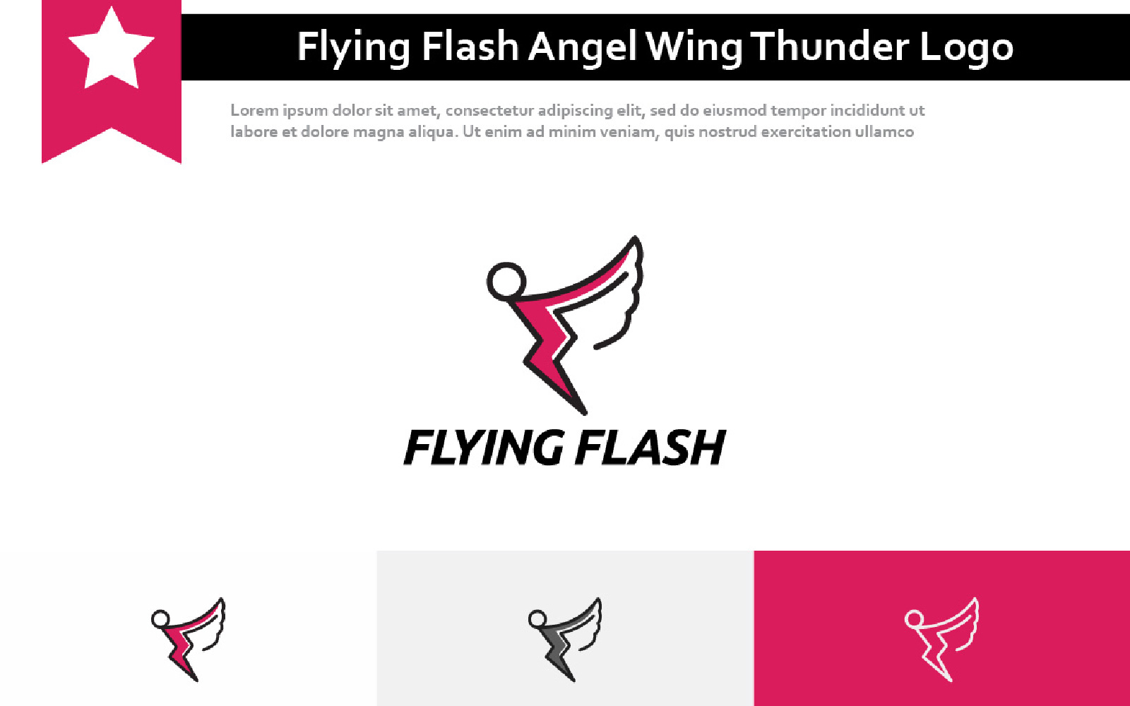 Flying Flash Angel Wing Thunder Power Energy Logo