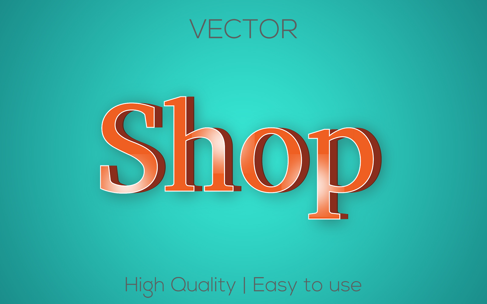 premium Shop | 3D Realistic Shop Text Style | Shop Editable Vector Text Effect