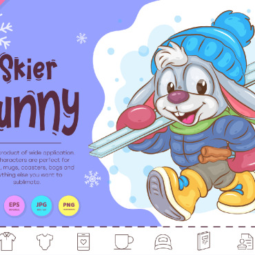 Bunny Skier Vectors Templates 288700