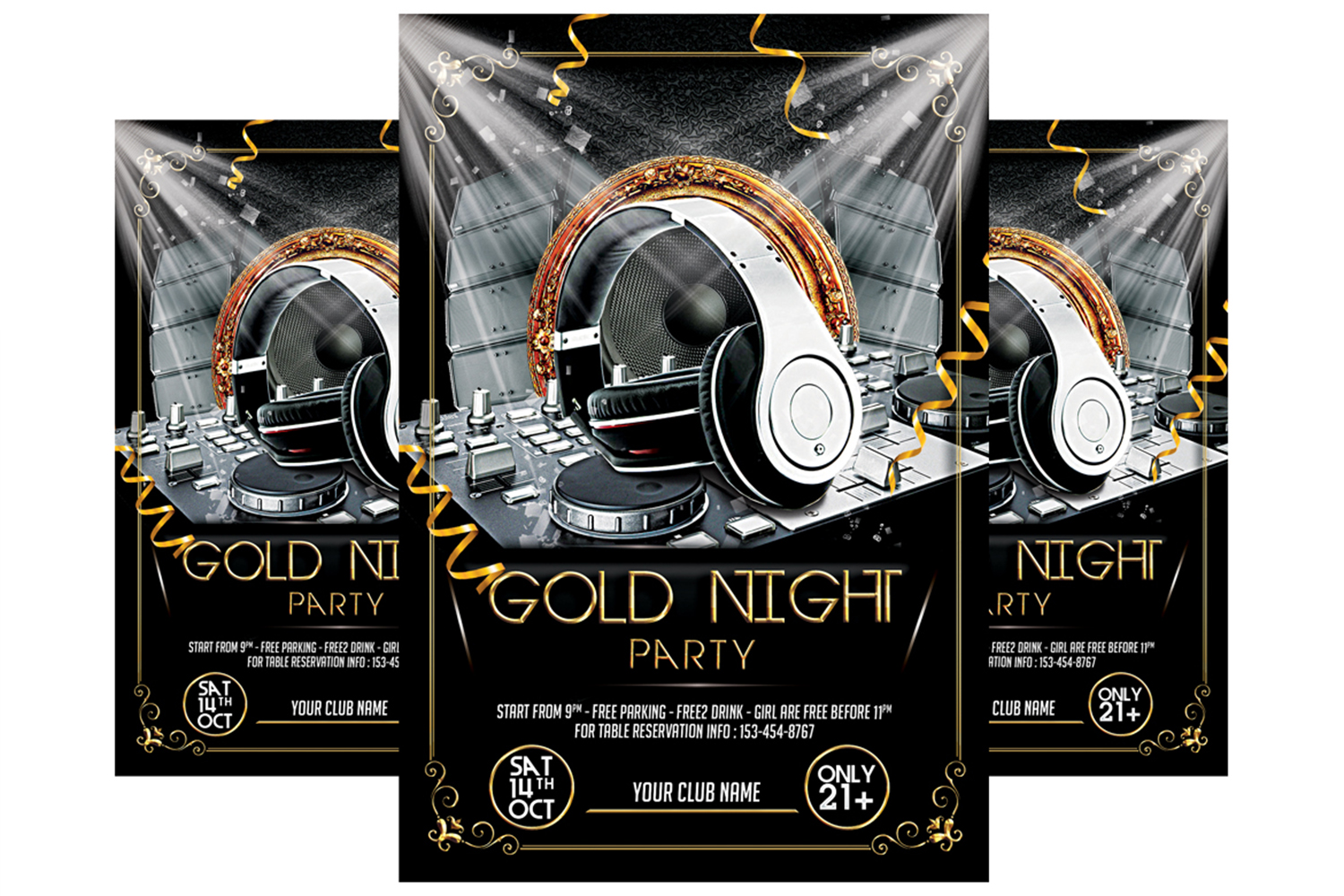 Gold Party - Flyer Template