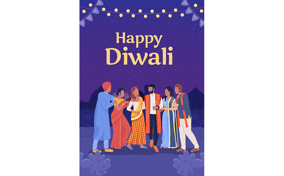 Diwali celebration flat vector banner template