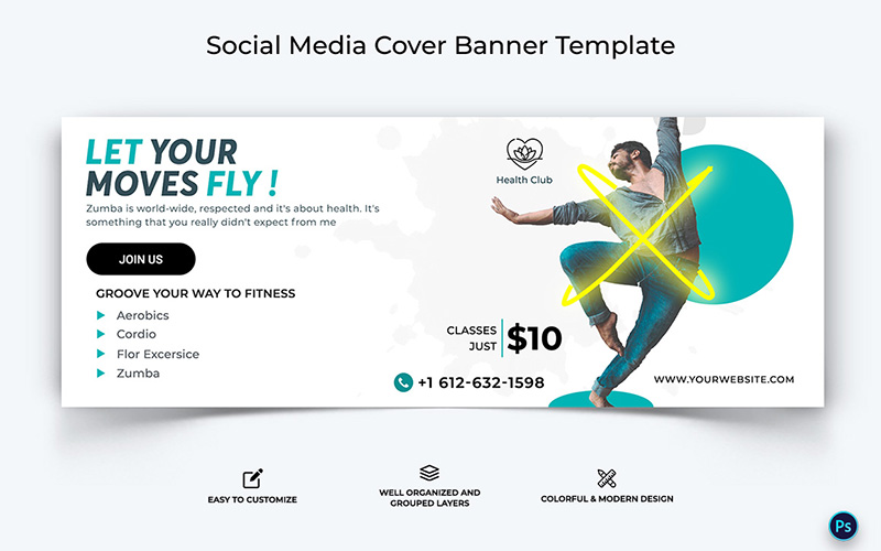 Zumba Dance Facebook Cover Ad Banner Design Template-02