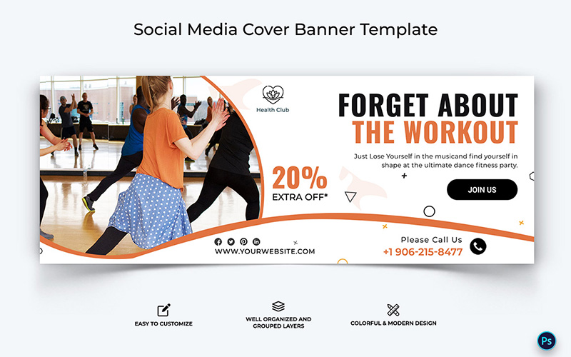 Zumba Dance Facebook Cover Ad Banner Design Template-03