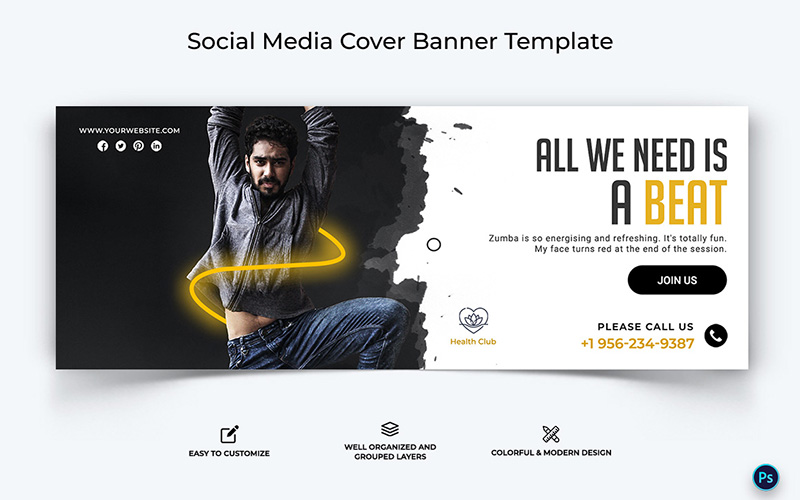 Zumba Dance Facebook Cover Ad Banner Design Template-06