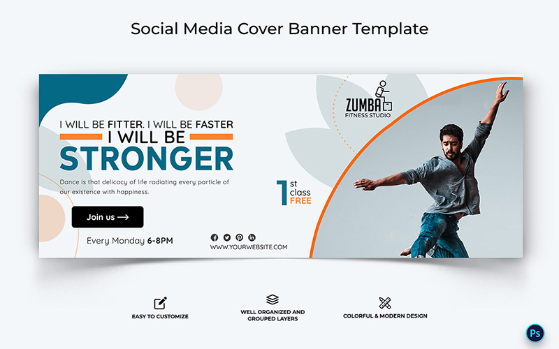 Zumba Dance Facebook Cover Ad Banner Design Template-09