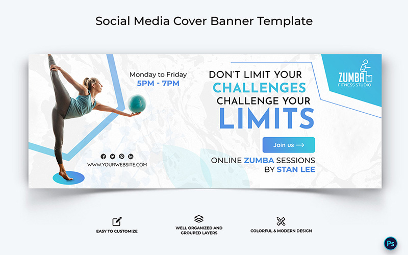 Zumba Dance Facebook Cover Ad Banner Design Template-10