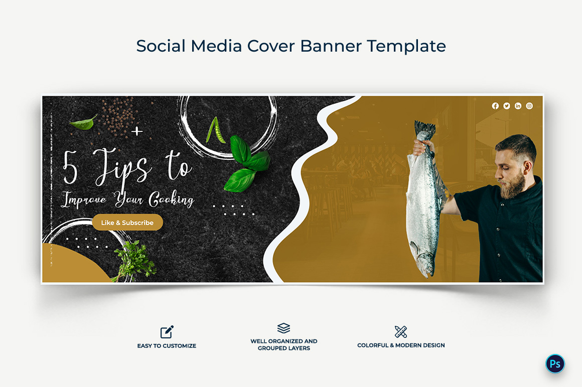 Chef Facebook Cover Banner Design Template-01