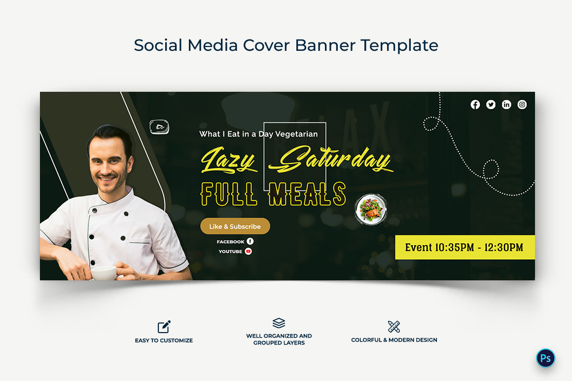 Chef Facebook Cover Banner Design Template-06