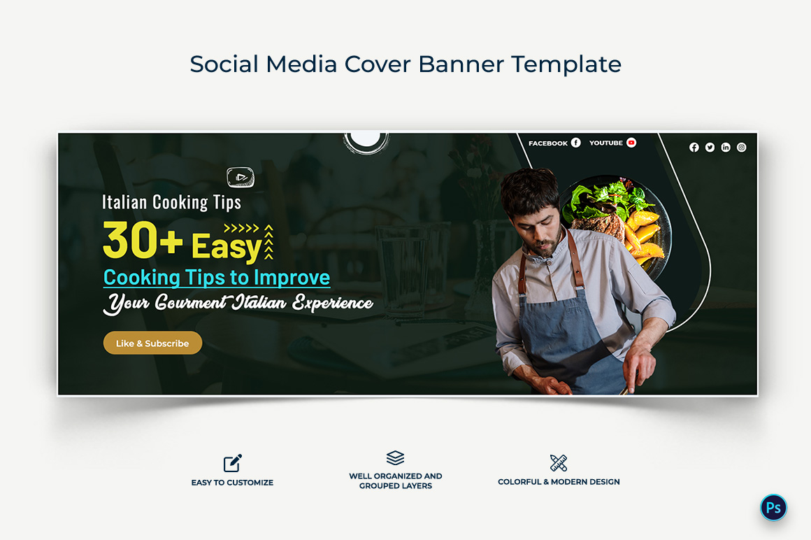 Chef Facebook Cover Banner Design Template-08