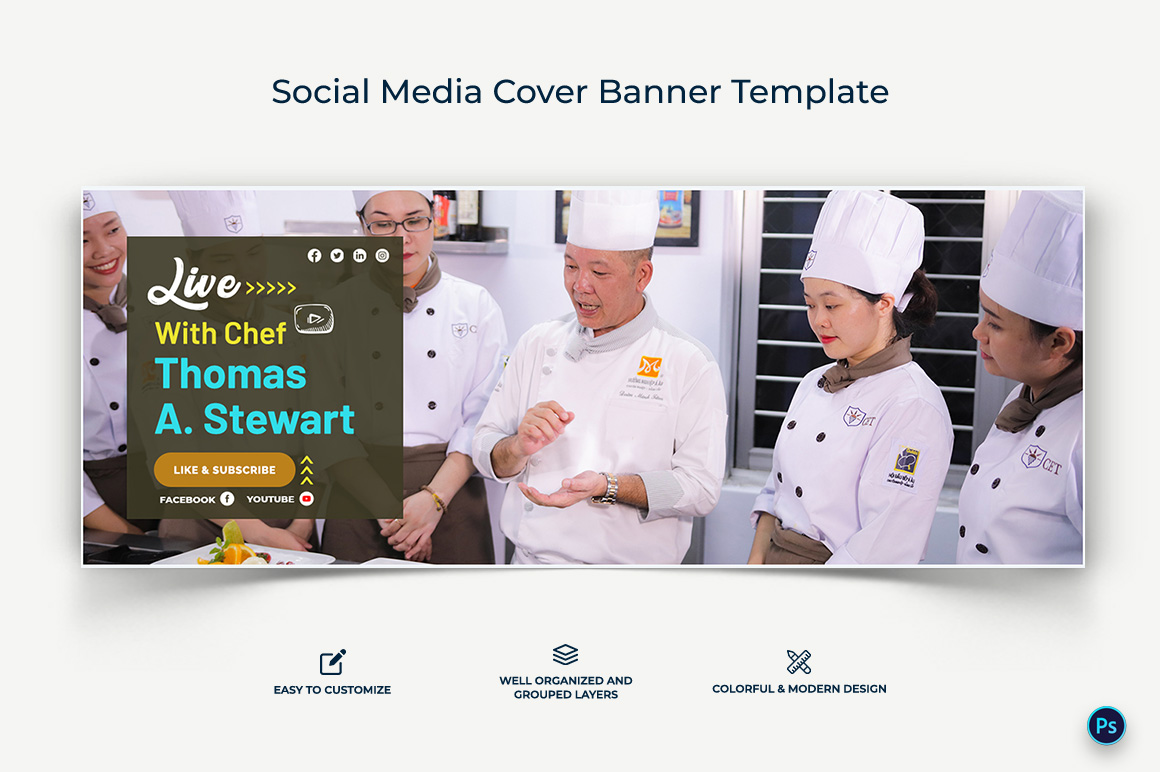 Chef Facebook Cover Banner Design Template-09