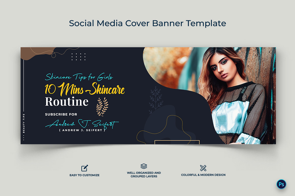 Beauty Tips Facebook Cover Banner Design Template-02