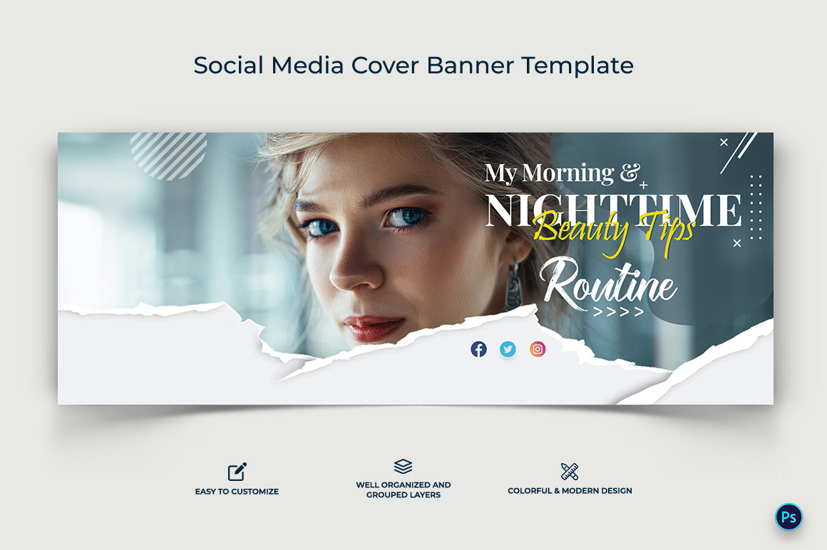 Beauty Tips Facebook Cover Banner Design Template-09