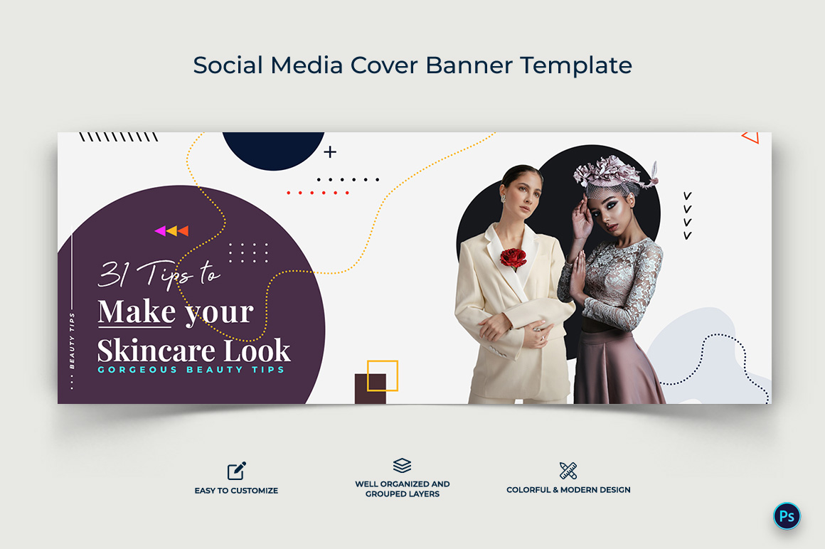 Beauty Tips Facebook Cover Banner Design Template-10