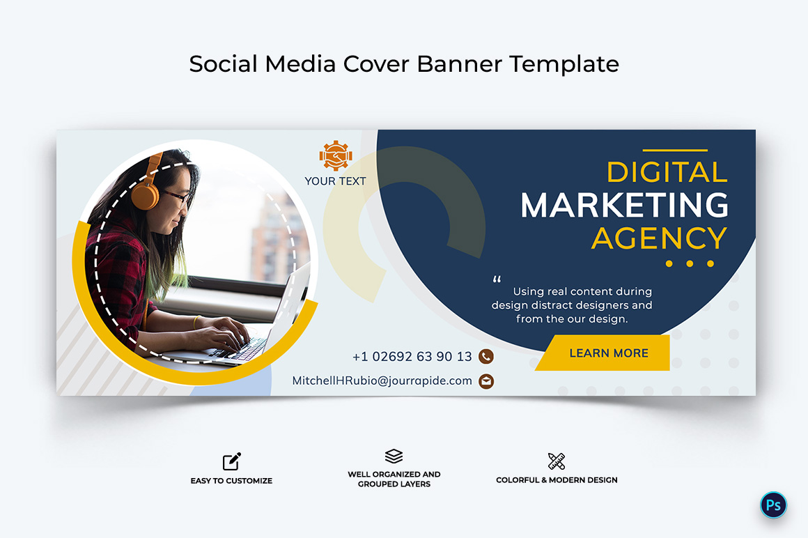 Business Service Facebook Cover Banner Design Template-43